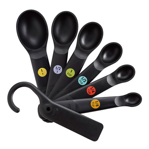 Plastic Measuring Spoons Black 7 Pce