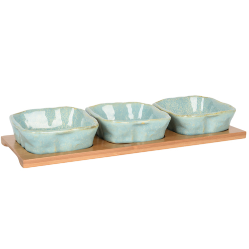 Square Bowls & Tray Set Rec Blue