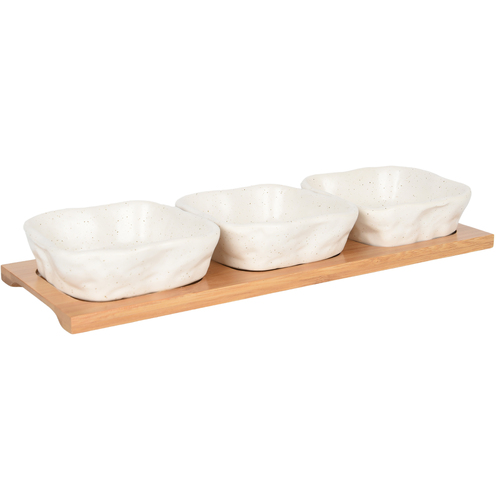 Square Bowls & Tray Set Spek White