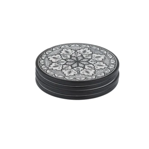 Aleah Ceramic Coasters - Set of 4 - 10cm Black
