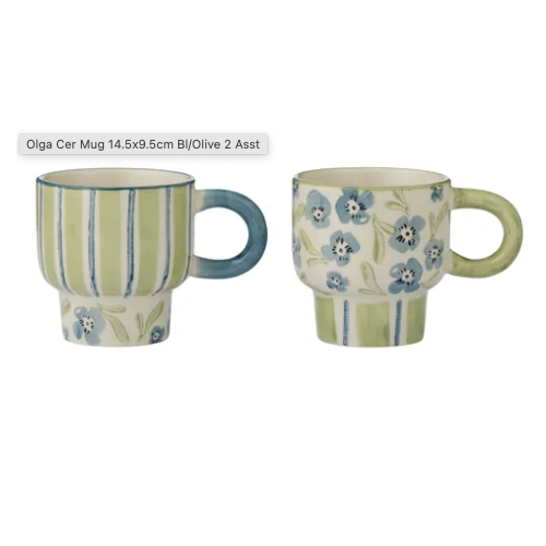 Olga Ceramic Mug - Blue/Olive 
