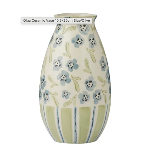 Olga Ceramic Vase 10.5x20cm - Blue/Olive