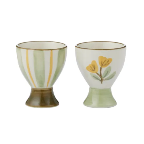 Gwen Ceramic Egg Cup - Green/Yellow 