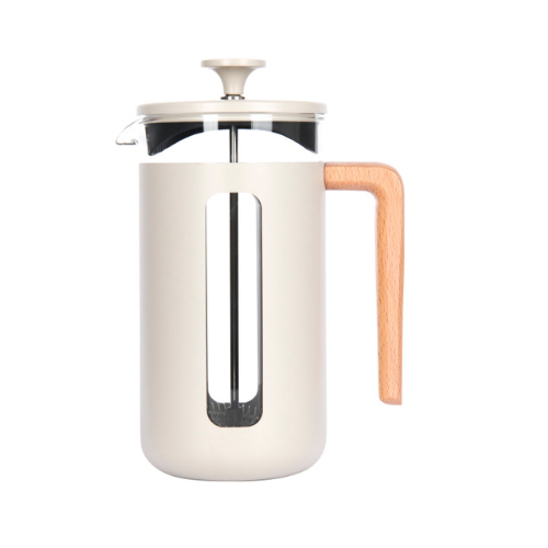 Pisa Cafetiere 8 Cup - Latte with Wood Handle