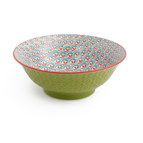 Mikasa  Ramen Bowl 21cm - Green Blue Geometric