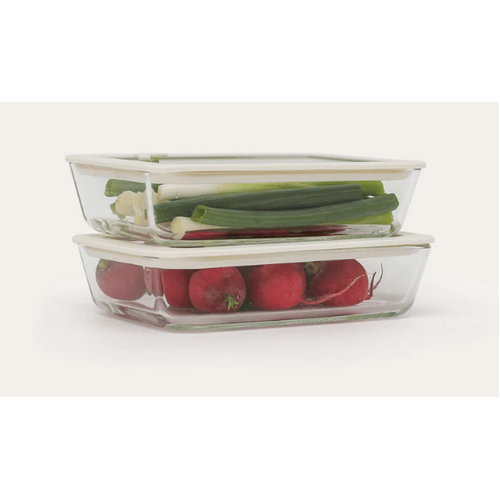 Glass Containers - Rectangle 1400ml - 2pk