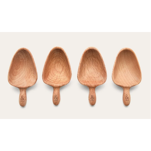 Wooden Beechwood Spice Scoop 4pk
