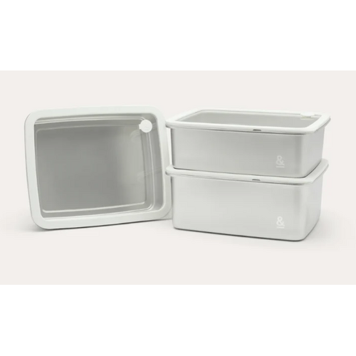 Rectangle Stainless Steel and Glass Containers - 3pk