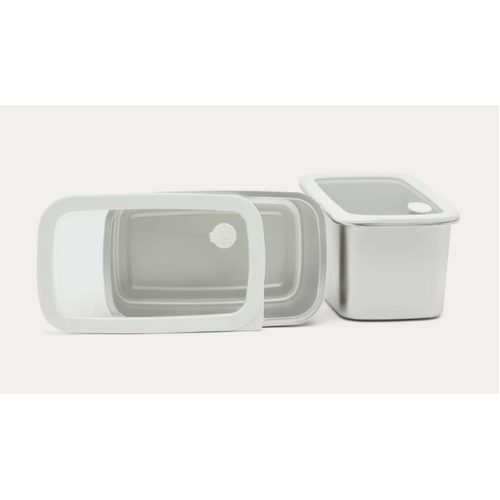 Stainless Steel and Glass Containers - Rectangle 2pk